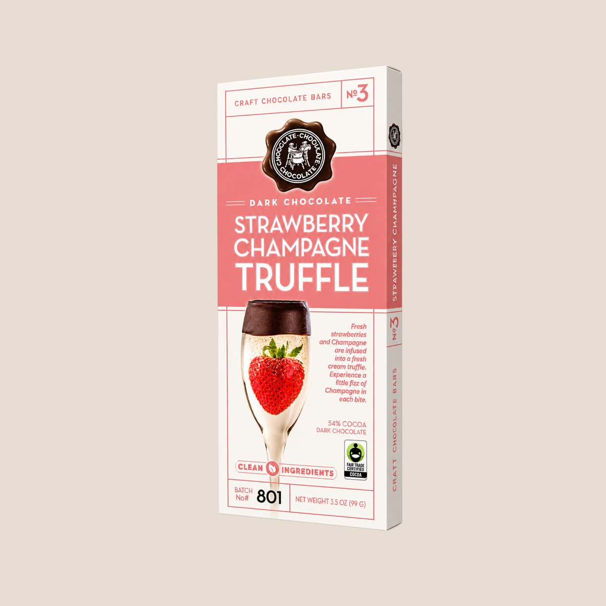 Dark Chocolate Strawberry Champagne Truffle Bar