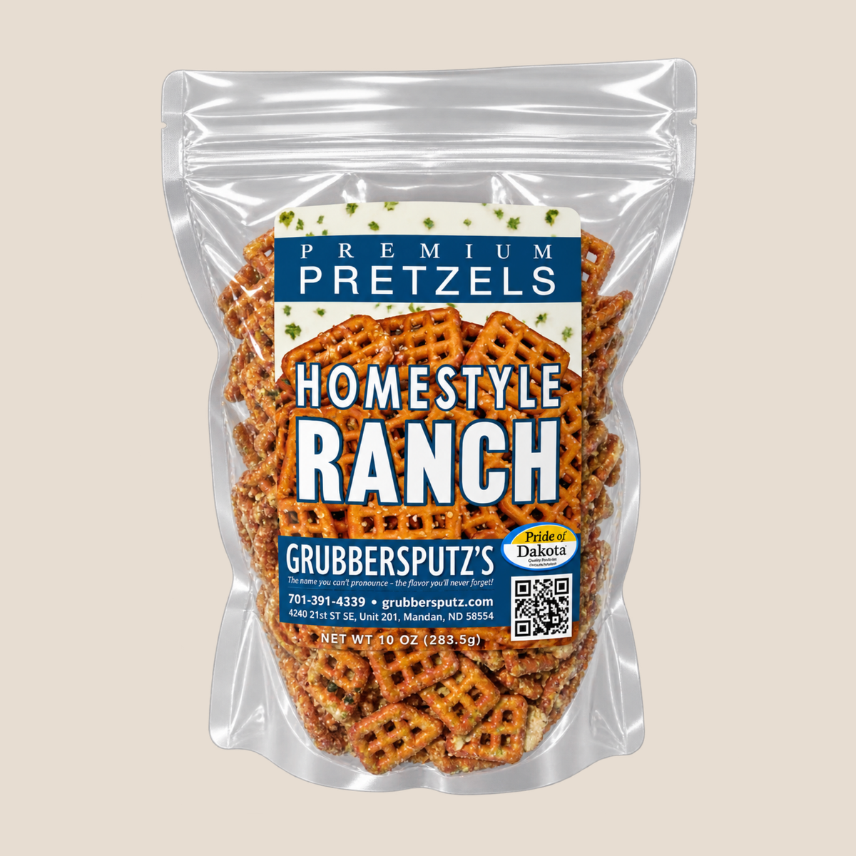 A savory snack with classic homestyle flavor. These crunchy pretzels are generously seasoned with a creamy ranch blend and a hint of zesty herbs for the perfect balance of bold and comforting taste. Packed with satisfying crunch and crowd-pleasing flavor, they make a delicious addition to any gift box or thoughtful treat.