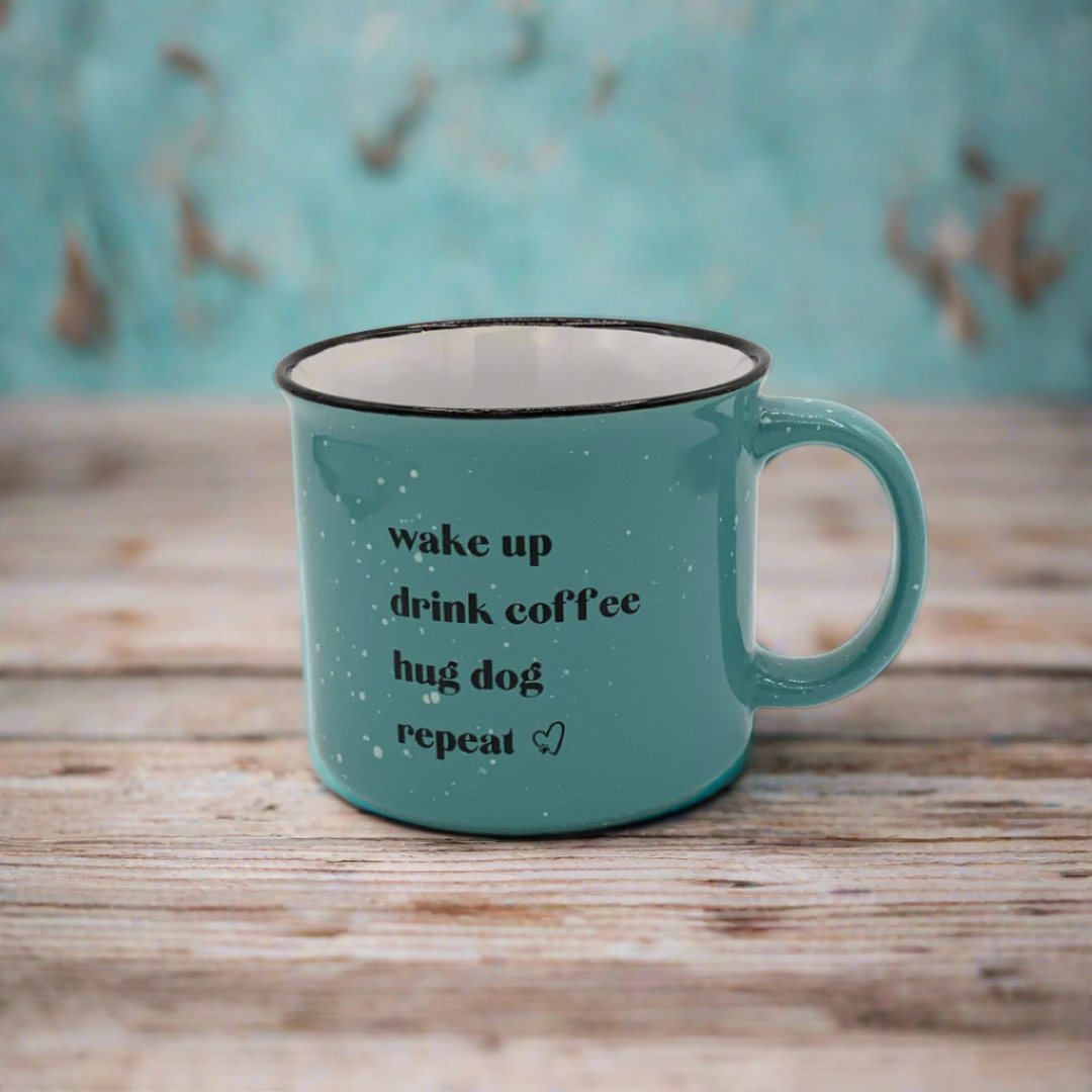 Hug Dog Repeat Mug - teal