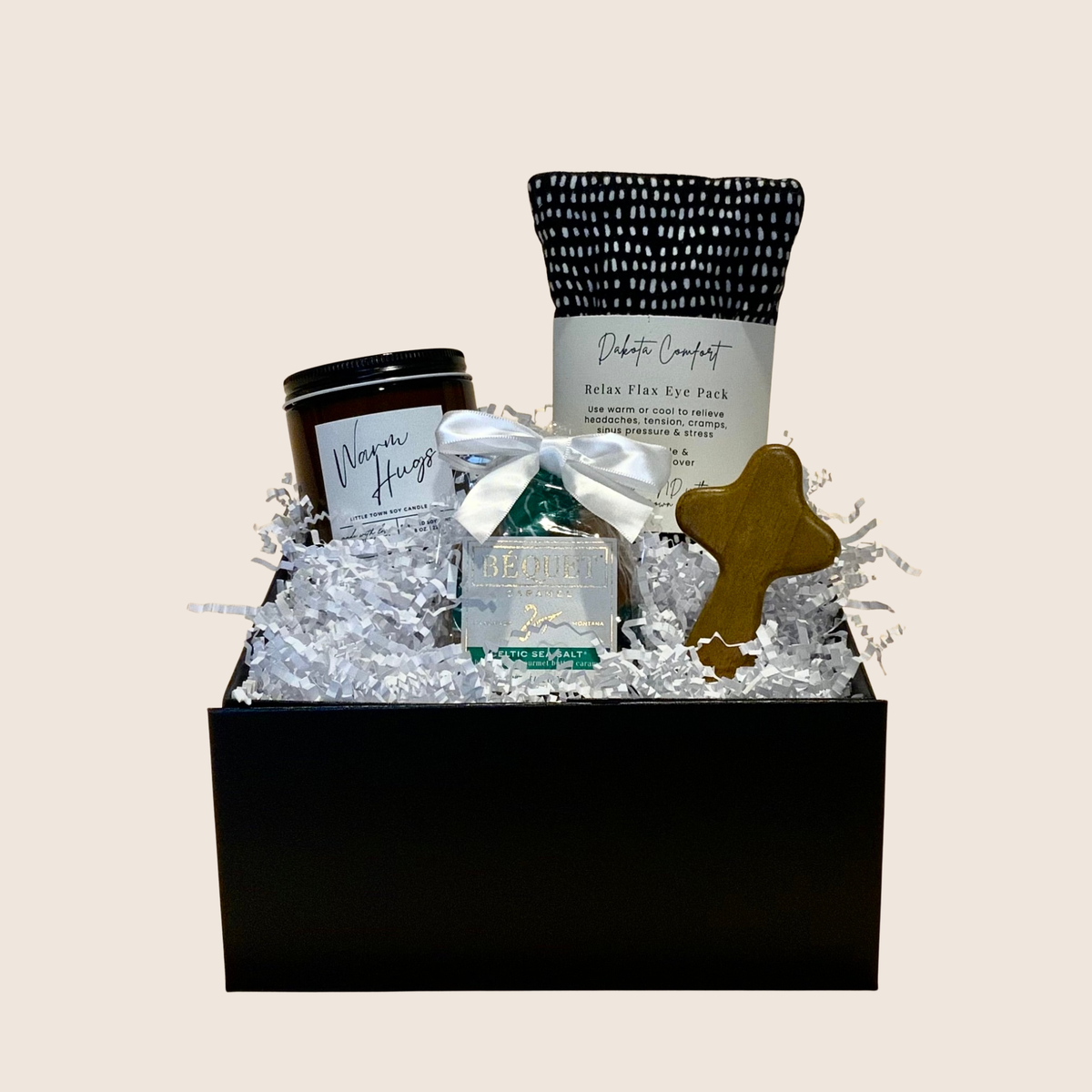 box of comfort candle cross caramels eye pack