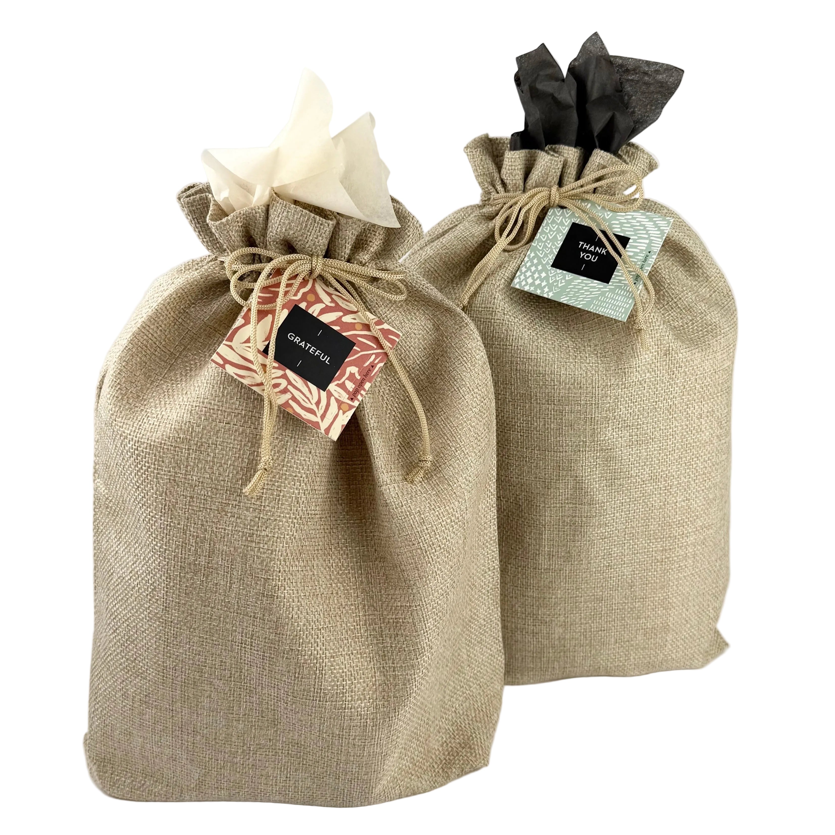 small burlap bag grateful thank you