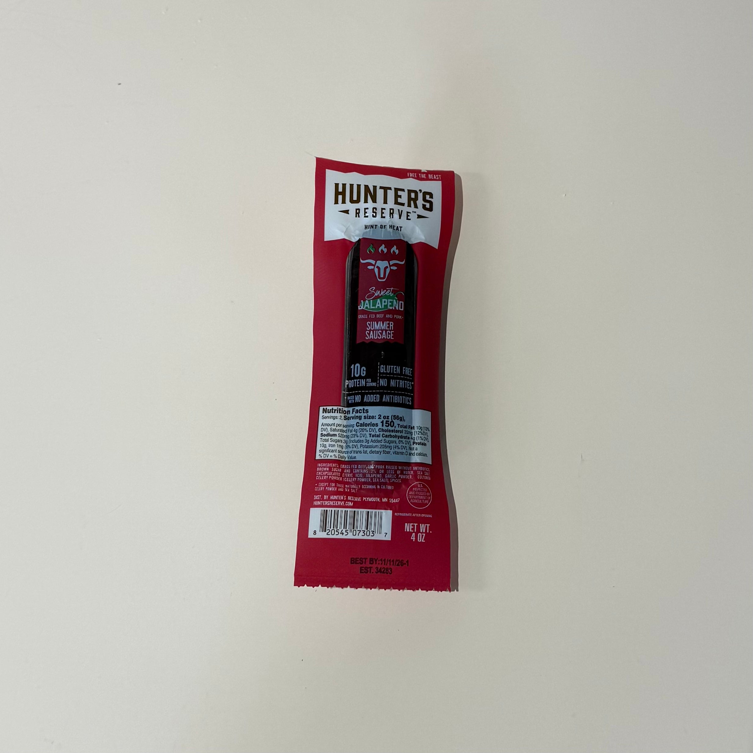 Hunter's Reserve Sweet Jalapeno Beef Summer Sausage