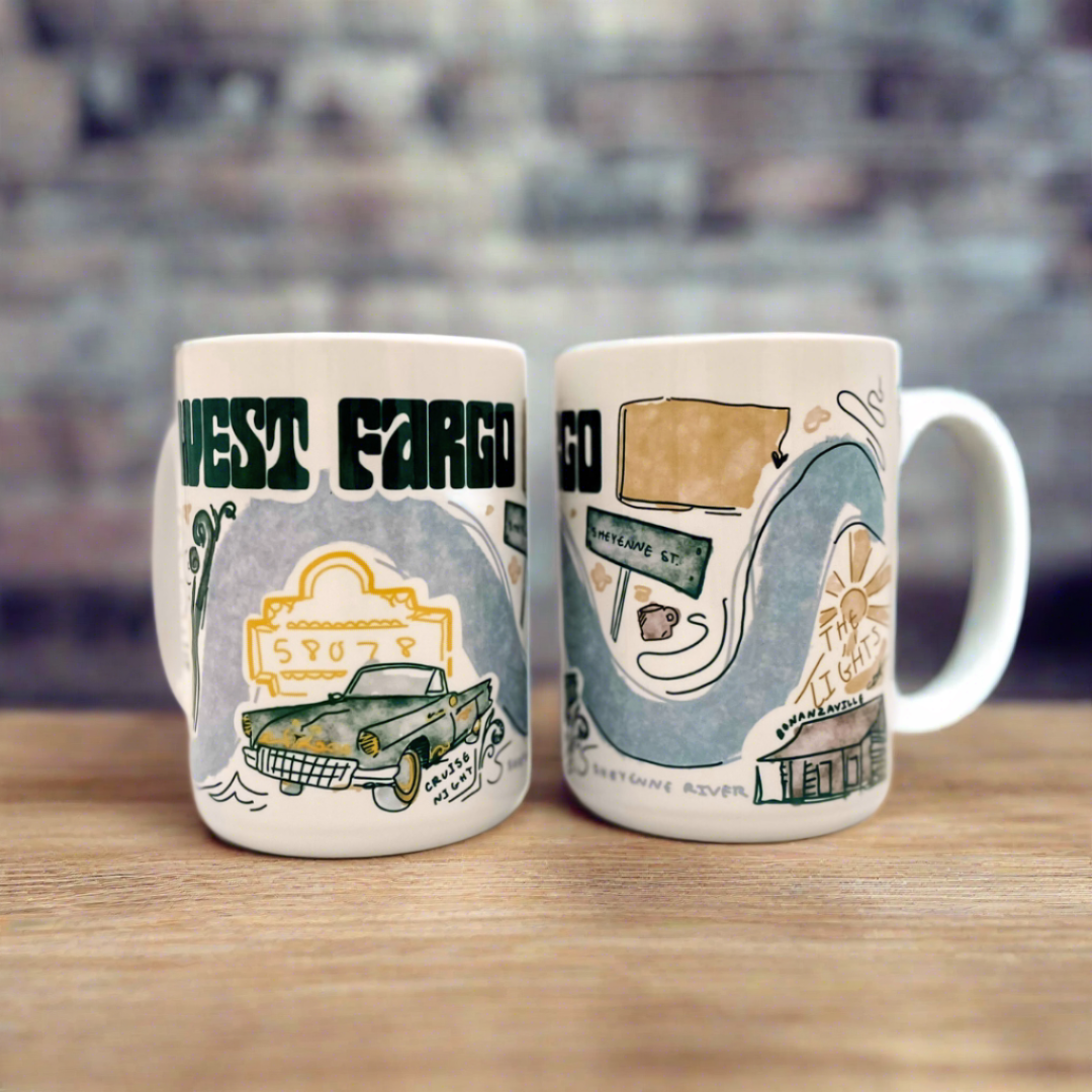 West Fargo, ND Mugs by Ivory and Sage