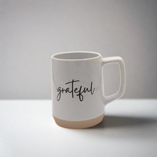 white grateful mug